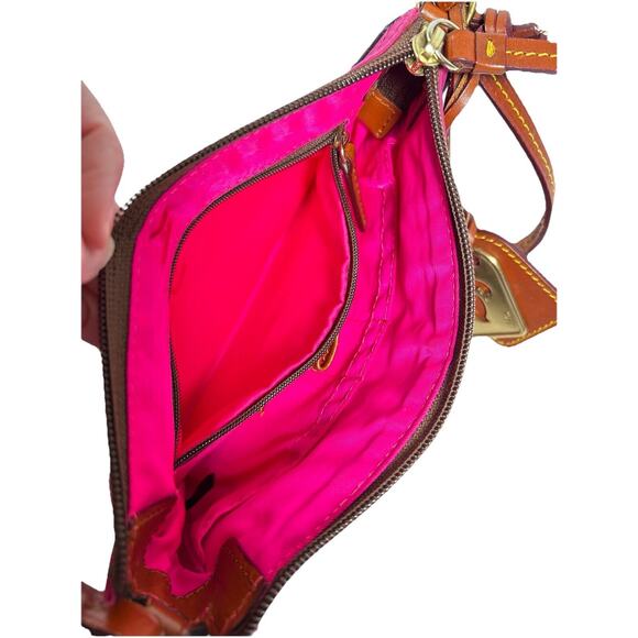 Dooney And Bourke Nylon Crossbody Vintage Shoulder Bag Pink Leather Strap Charm - Picture 5 of 9